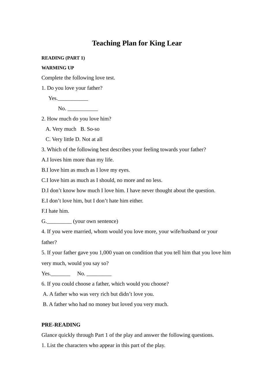 2009广东英语高考一轮复习模块10教案 Unit 2 King Lear新人教版_第1页