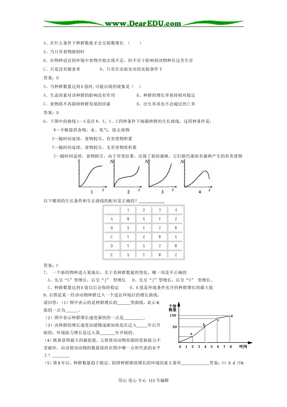 2008年高考第一轮复习生物必修3学案11第4章第2节种群数量的变化_第3页