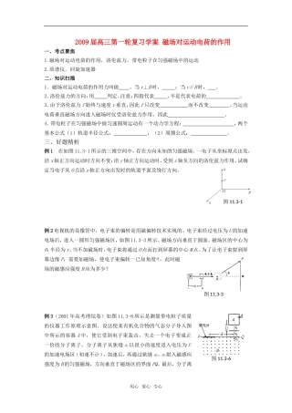 2009届高三物理第一轮复习学案 磁场对运动电荷的作用