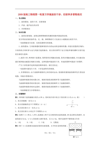 2009届高三物理第一轮复习学案波的干涉、衍射和多普勒效应