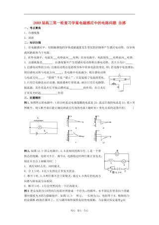 2009届高三物理第一轮复习学案电磁感应中的电路问题 自感
