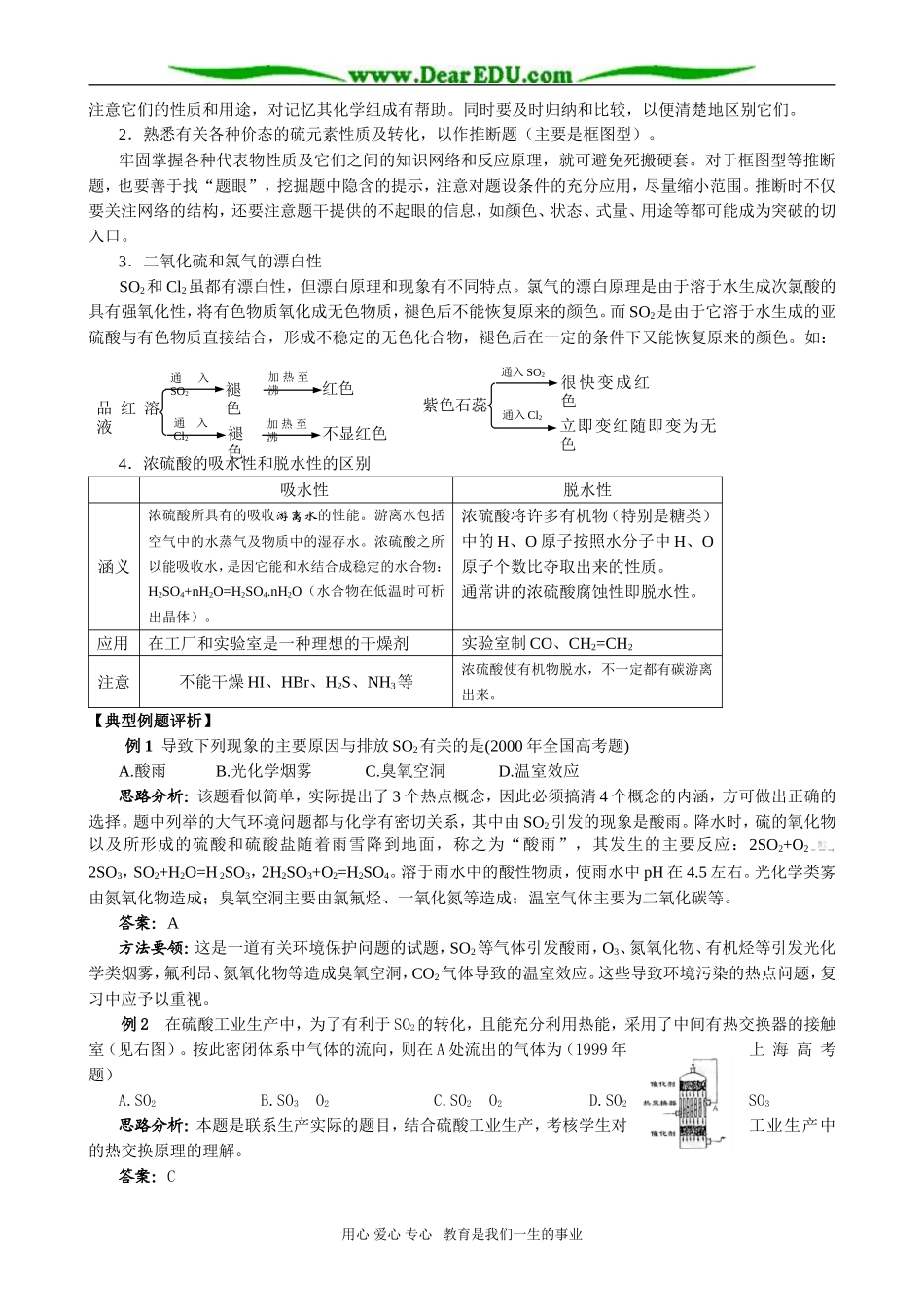 2007年高三化学成套优秀讲义 第二节 硫和硫的化合物_第2页