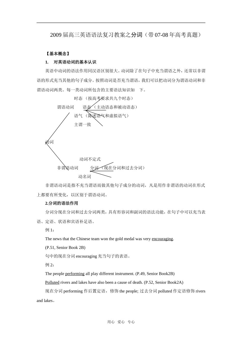 2009届高三英语语法复习教案之分词（带07-08年高考真题）_第1页