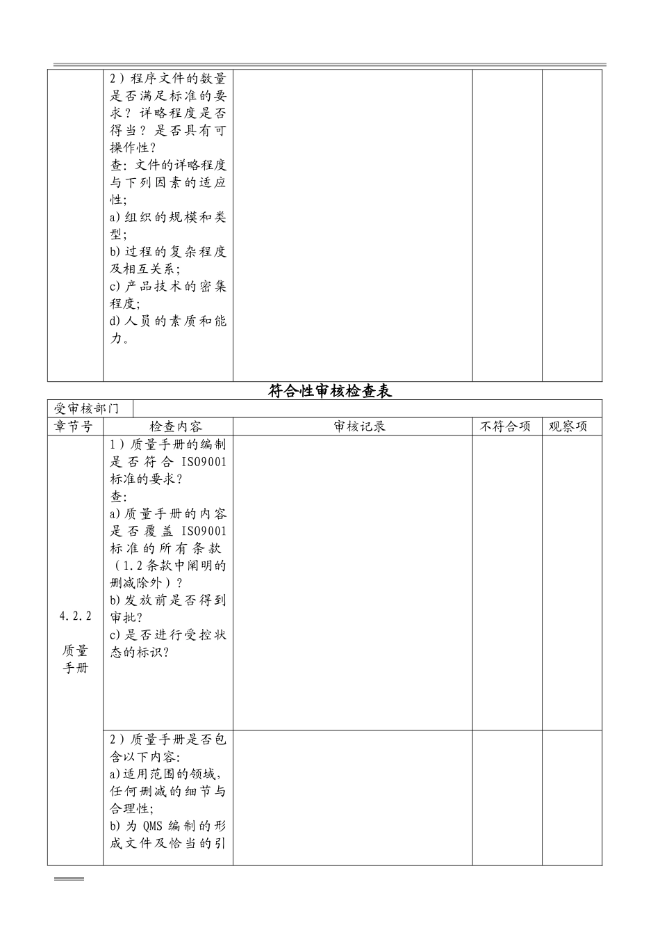 质量管理体系符合性审核检查表_第3页
