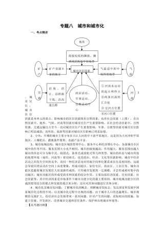 2009年高考地理三轮冲刺复习指导学案-专题八  城市和城市化