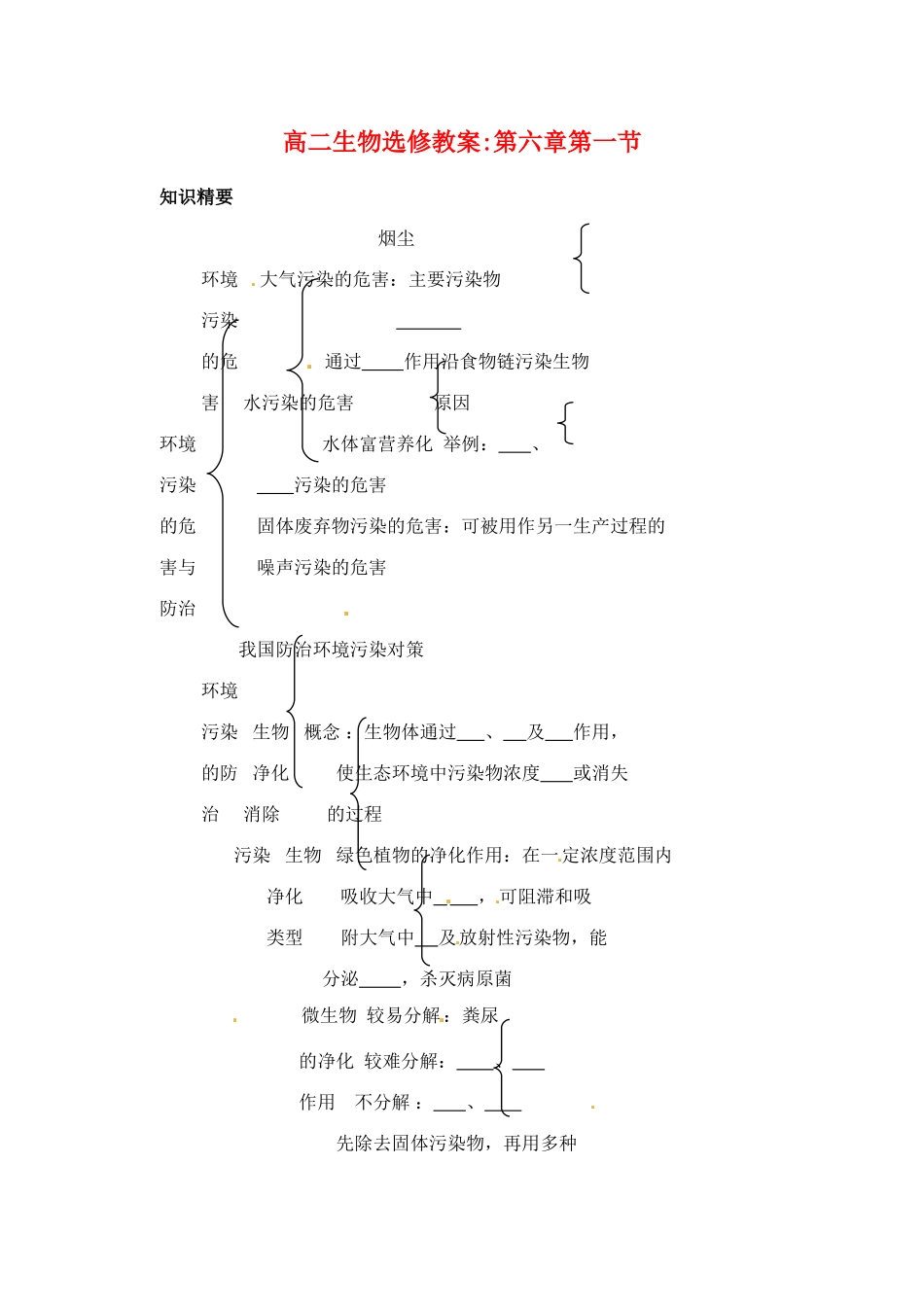 2010-2011学年高二生物第六章第一节教案 苏教版选修1_第1页