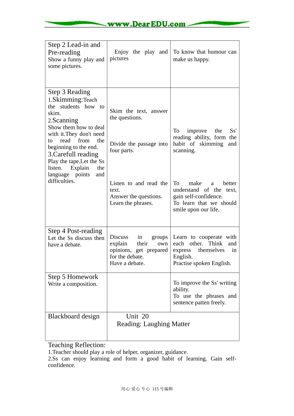 2008年河北省石家庄地区人教版高一英语unit20 Reading教案必修二_第3页