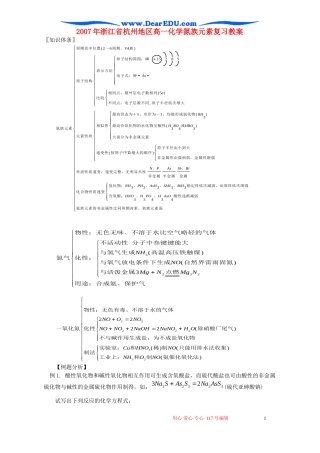 2007年浙江省杭州地区高一化学氮族元素复习教案