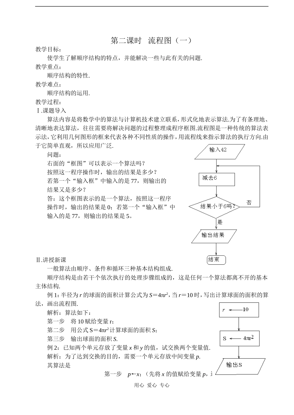 2008年江苏省常青藤实验中学集体备课教案第二课时  流程图（一）人教版必修三_第1页
