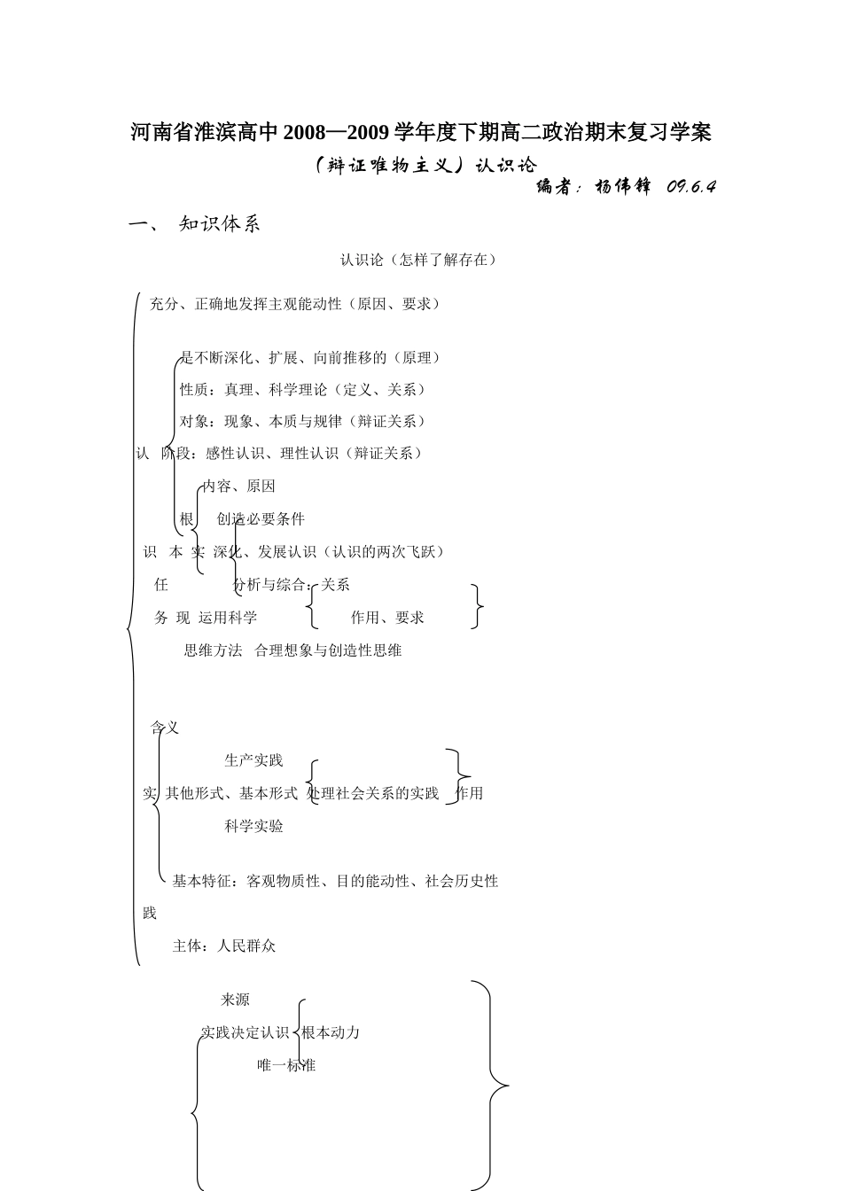 2008—2009学年度河南省淮滨高中下期高二政治期末复习学案_第1页