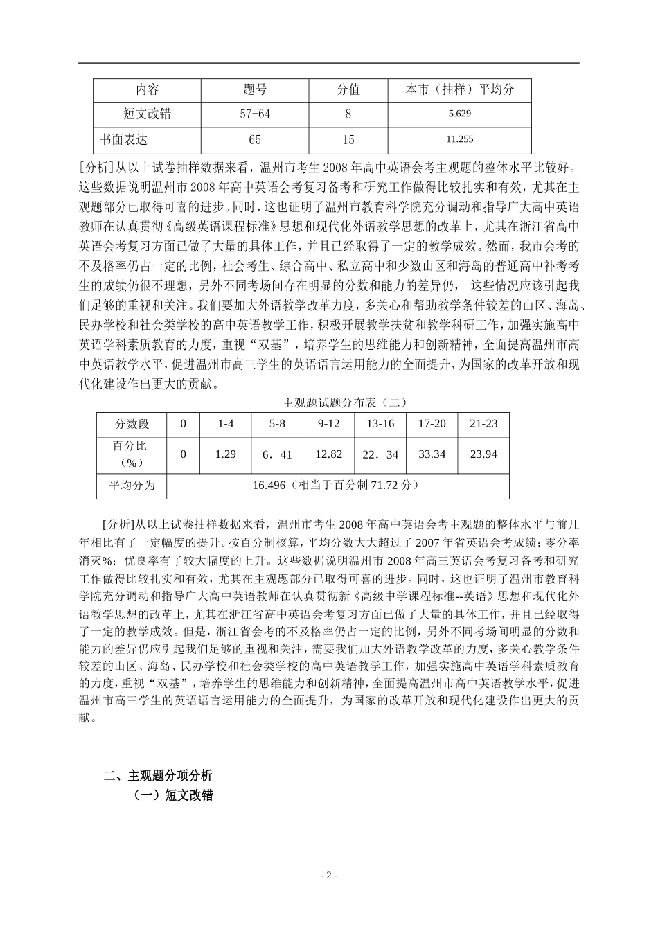2008年浙江省高中证书会考英语主观题评析及教学对策人教版必修五_第2页
