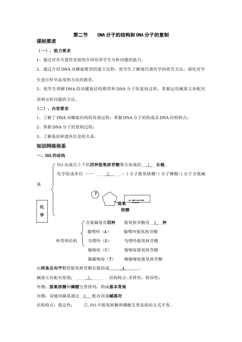2008新课标高中生物专题复习必修II 基因的本质-DNA分子的结构和DNA分子的复制_第1页