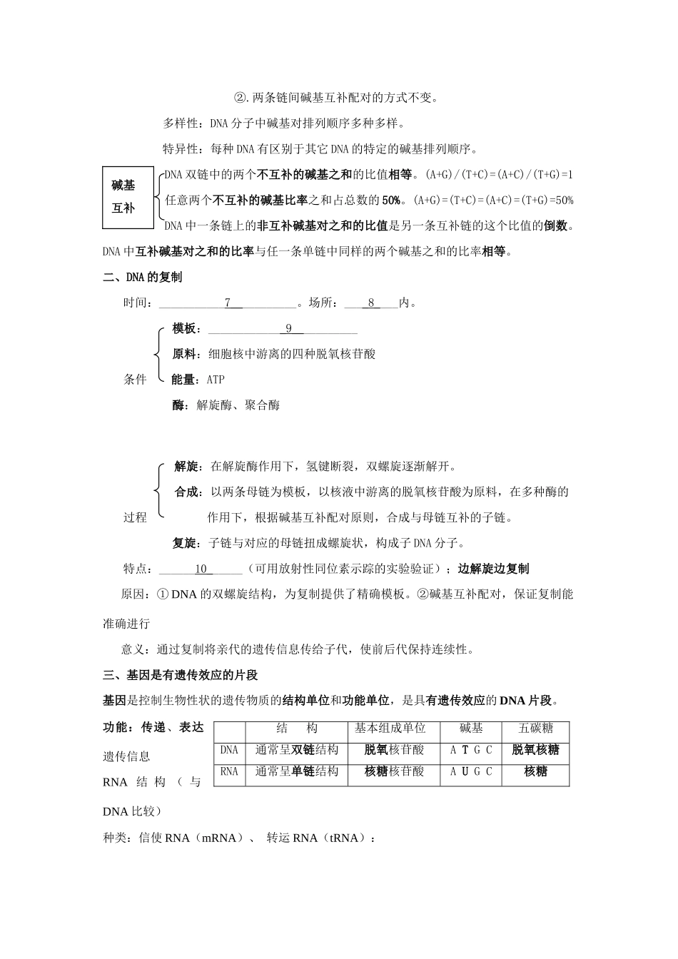 2008新课标高中生物专题复习必修II 基因的本质-DNA分子的结构和DNA分子的复制_第2页