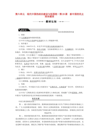 2010-2011学年高中历史 第六单元 现代中国的政治建设与祖国统一 第20-22课同步学案 新人教版必修1