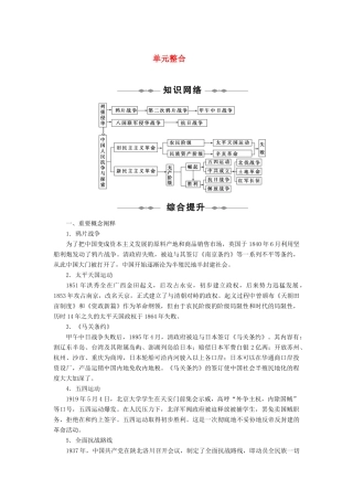 2010-2011学年高中历史 第四单元 近代中国反侵略、求民主的潮流 单元整合同步学案 新人教版必修1