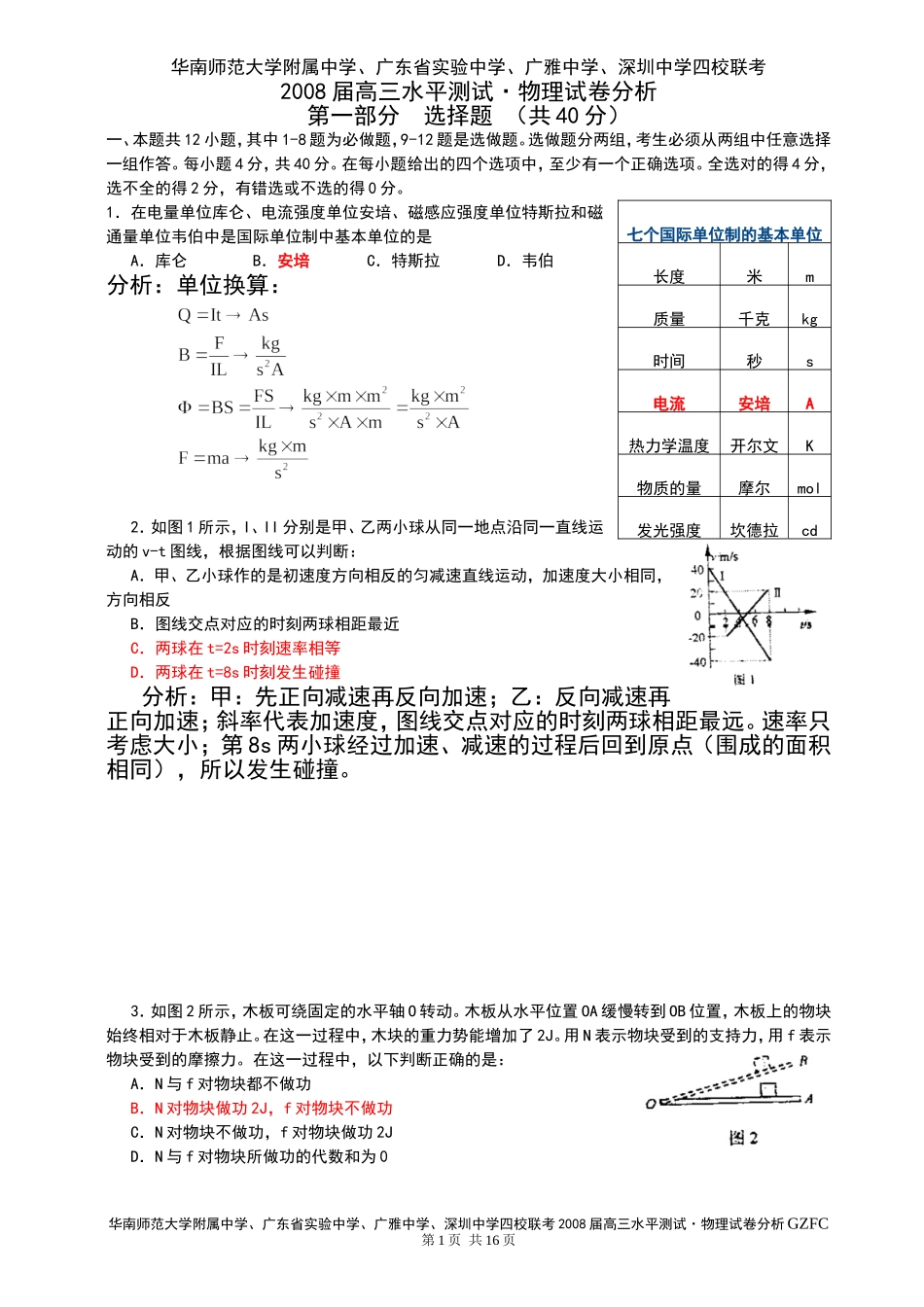 2008届高三物理水平测试试题分析粤教版_第1页