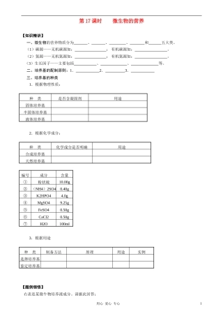 2010-2011学年高中生物第五章第二节学案 微生物的营养学案 新人教版选修1