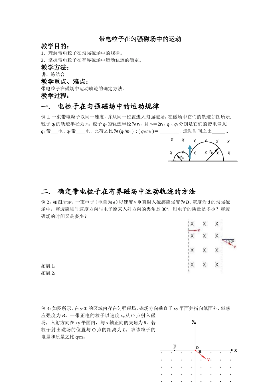 2008届物理带电粒子在匀强磁场中的运动教案_第1页