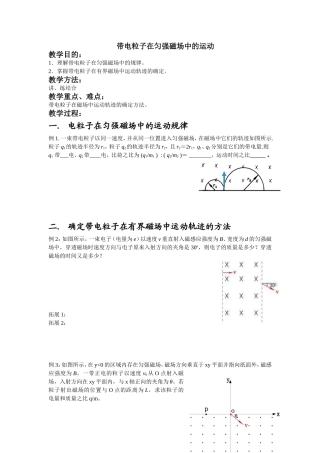 2008届物理带电粒子在匀强磁场中的运动教案