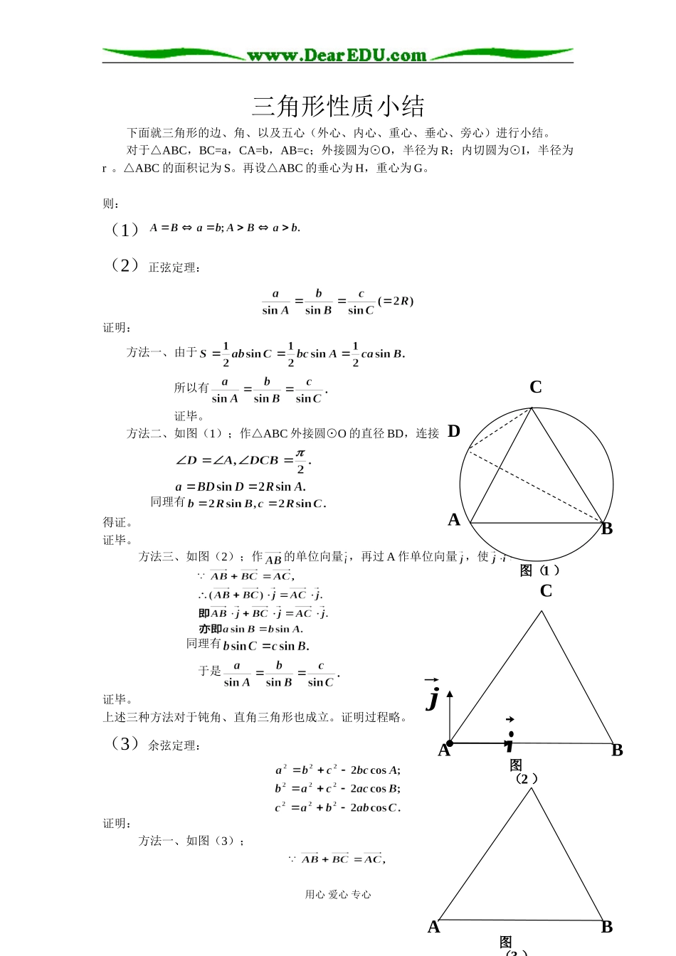 2008年安徽省高三数学三角形性质小结资料_第1页
