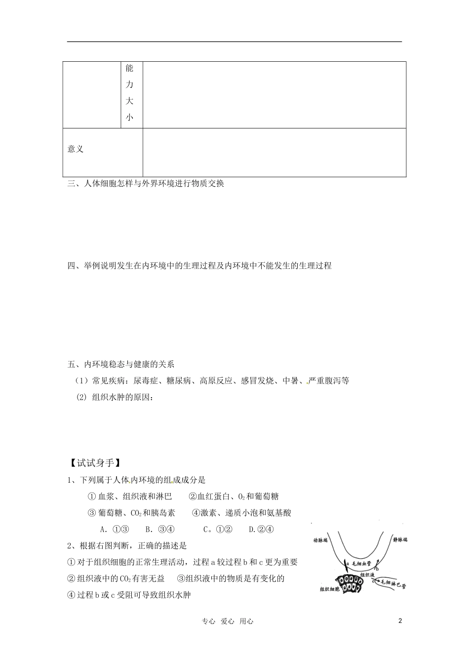 2010-2011高考生物精华学案 内环境的组成和稳态_第2页