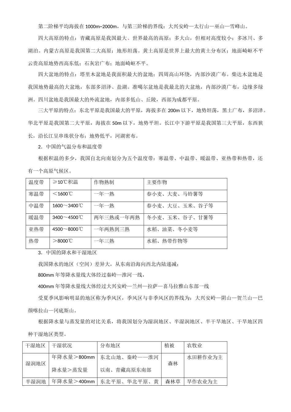 2009届高三地理模块复习学案——中国地理总论_第2页