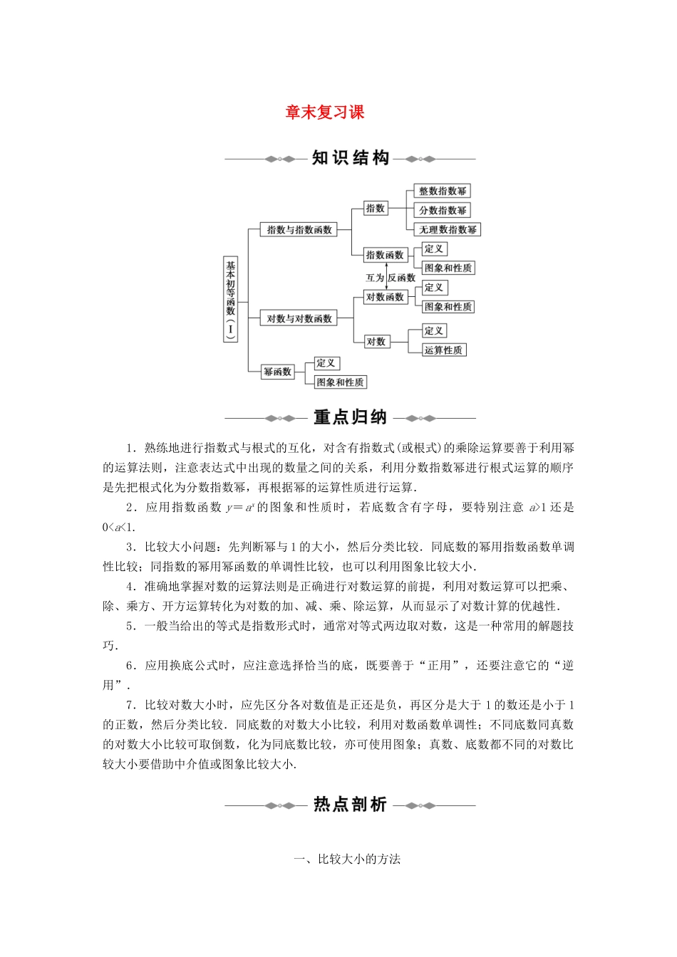 2010-2011学年高中数学 第2章 基本初等函数Ⅰ 章末复习课、章同步精品学案 新人教A版必修1_第1页