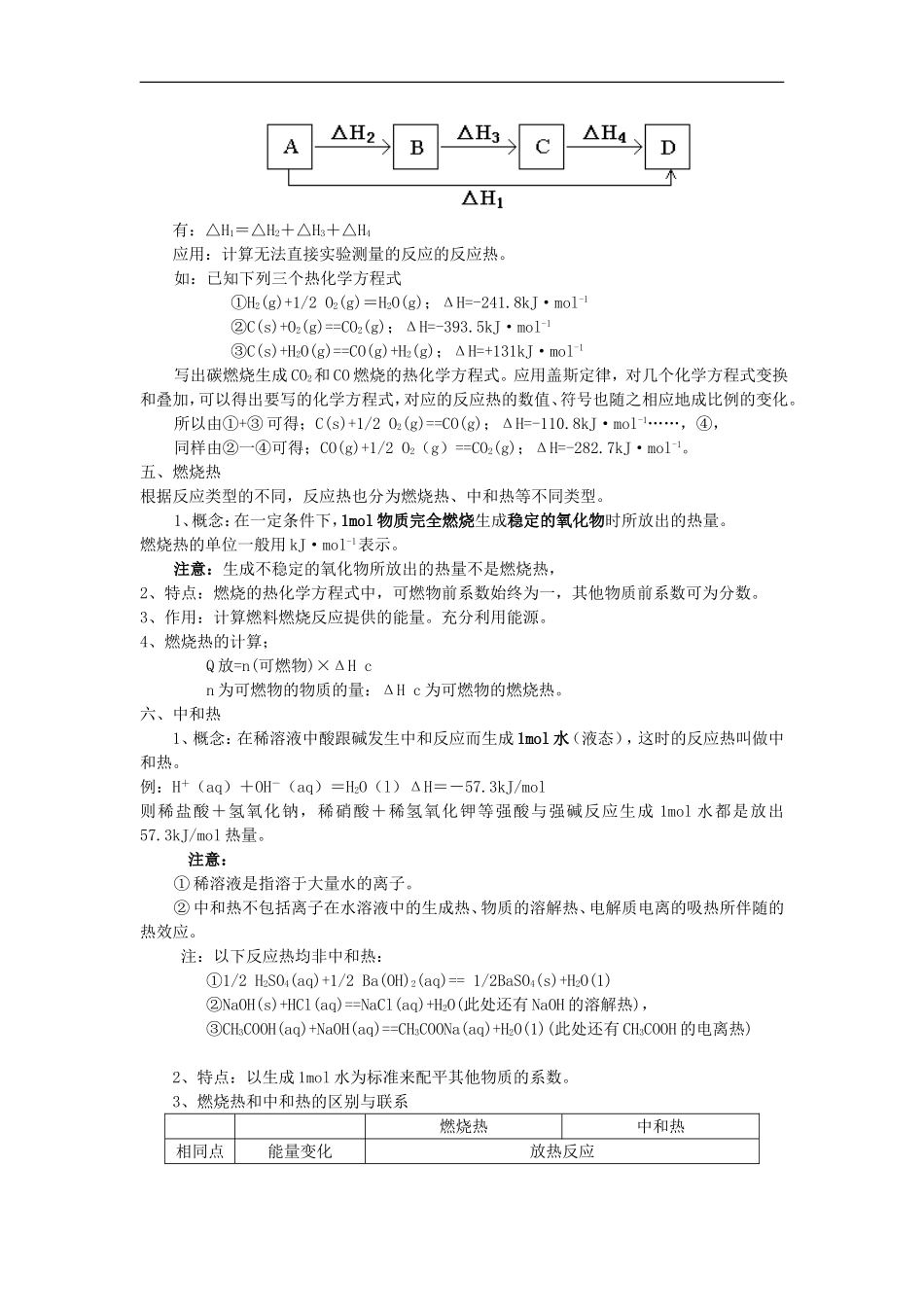 2009届高三化学第一轮复习教案基本概念和基本理论：化学反应与能量变化_第3页