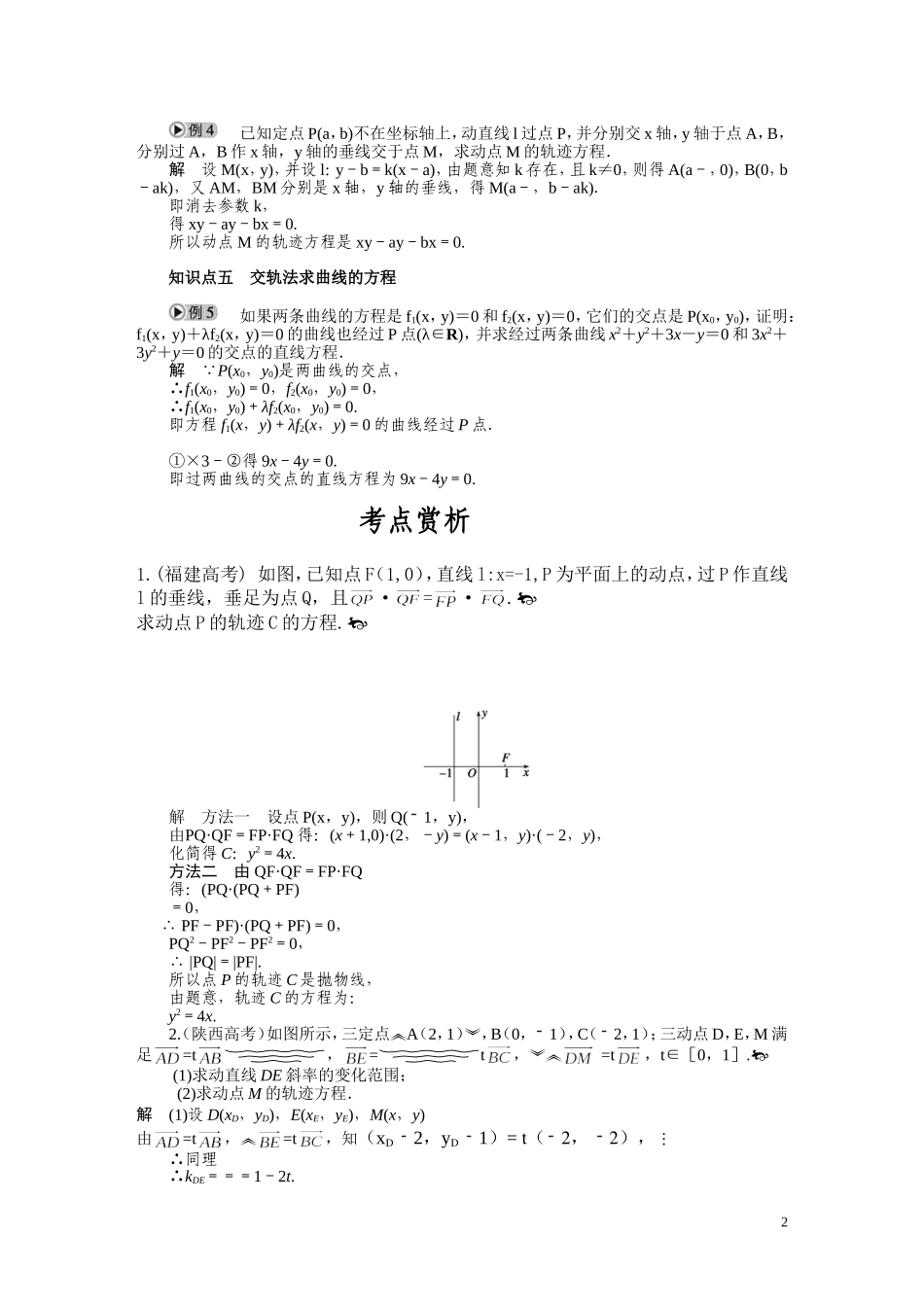 2010-2011学年高中数学 第2章 圆锥曲线与方程 2.1　曲线与方程同步精品学案 新人教A版选修2_第2页