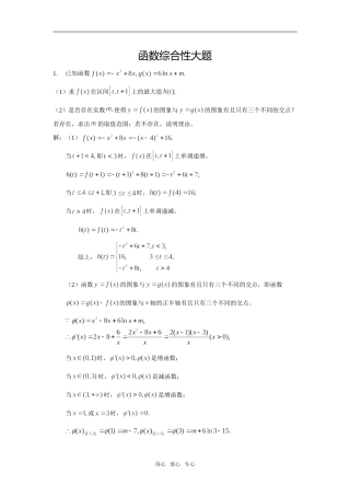 2009年高中数学函数综合性大题合集