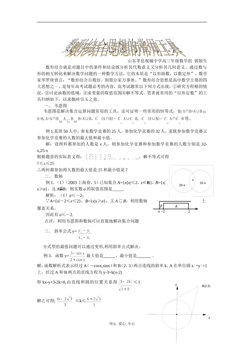 2009年高中数学数形结合常用的工具_第1页