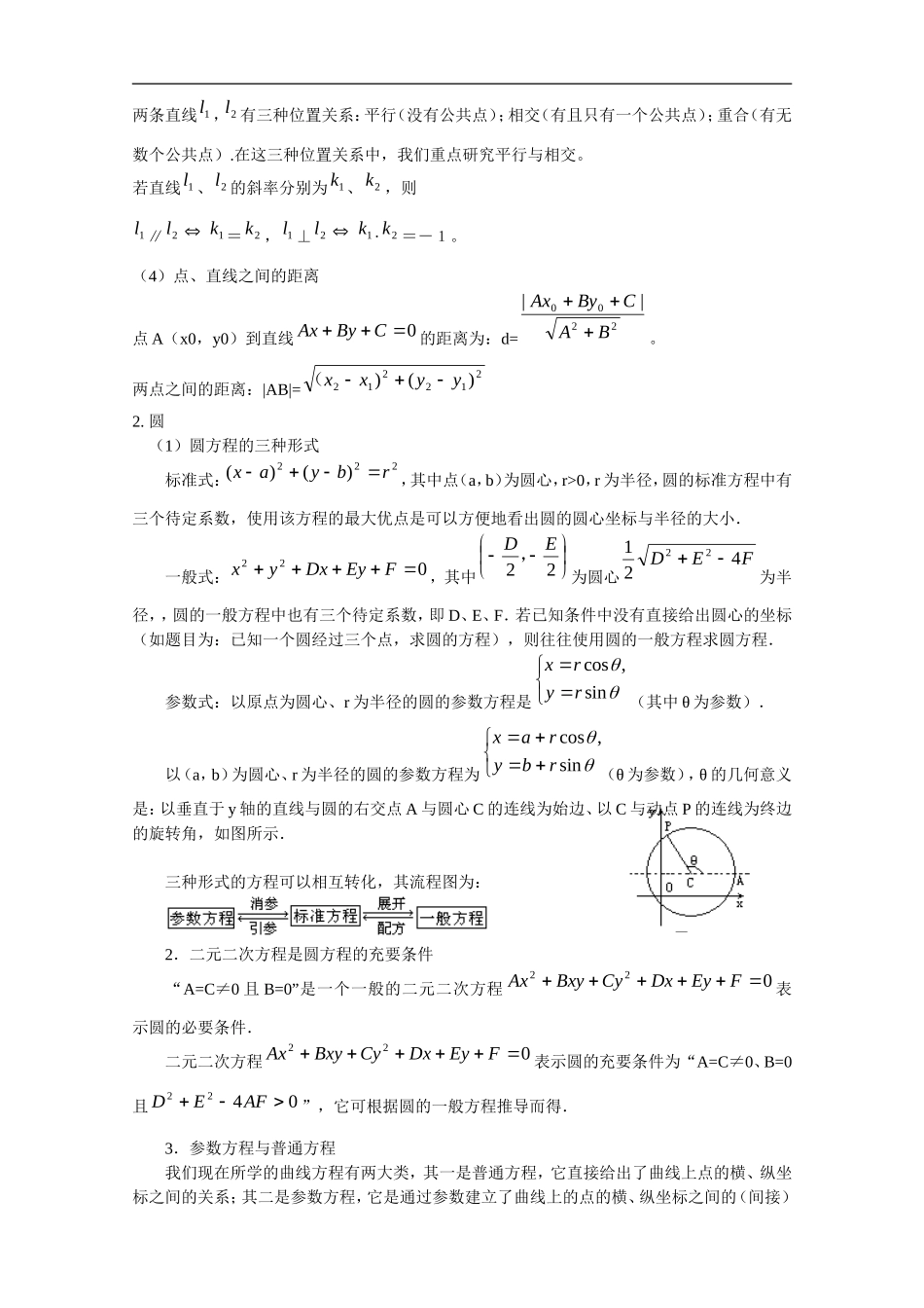 2009届高三数学第二轮专题复习教案：平面解析几何_第2页