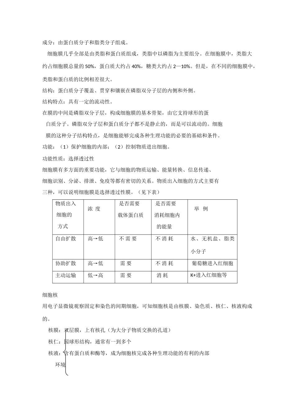 2010届大纲版高三生物一轮复习教案（5）：细胞的结构和功能（上）_第3页