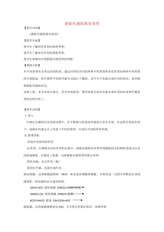 2010届大纲版高三生物一轮复习教案（15）：新陈代谢的基本类型