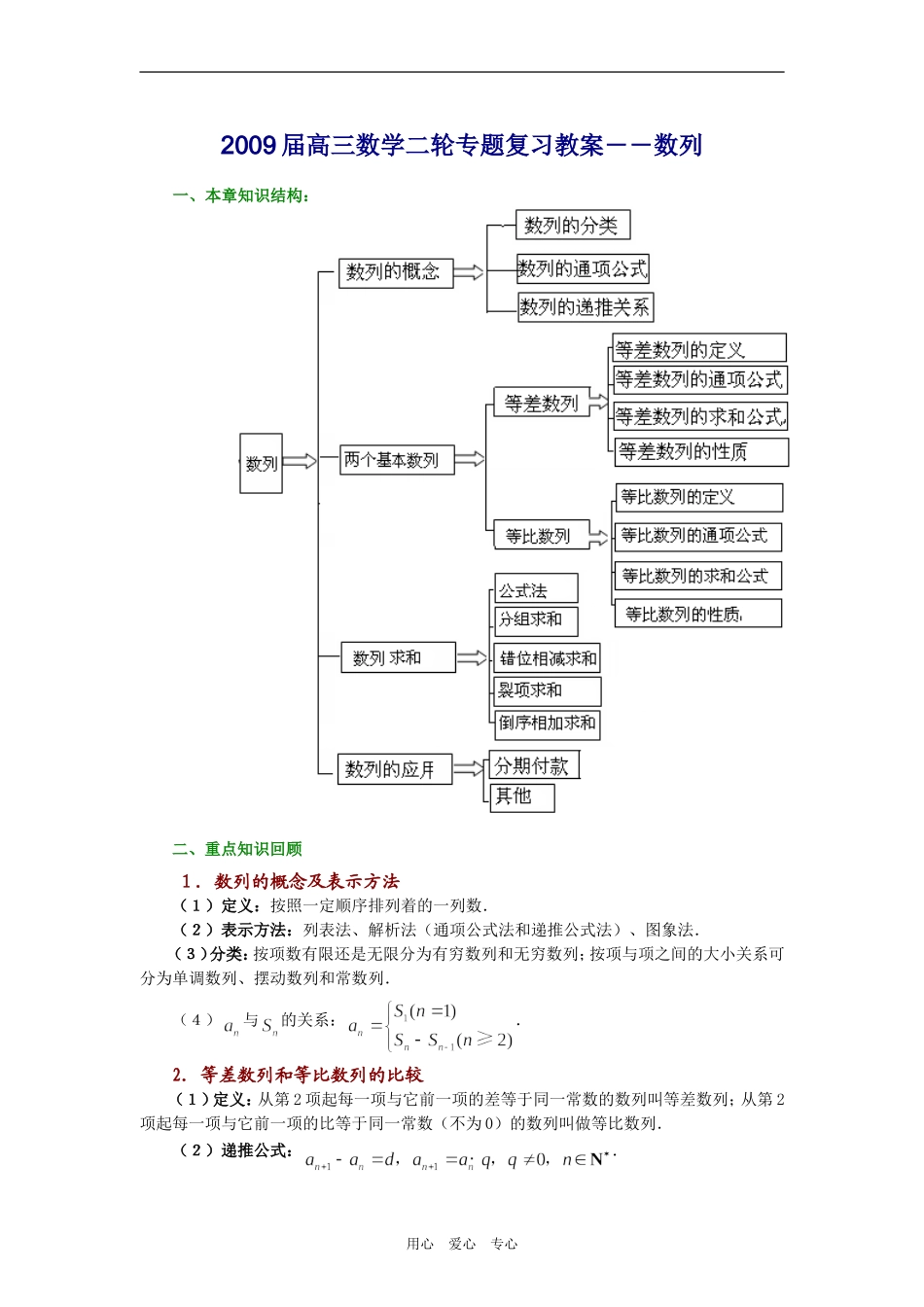 2009届高三数学二轮专题复习教案――数列人教版_第1页