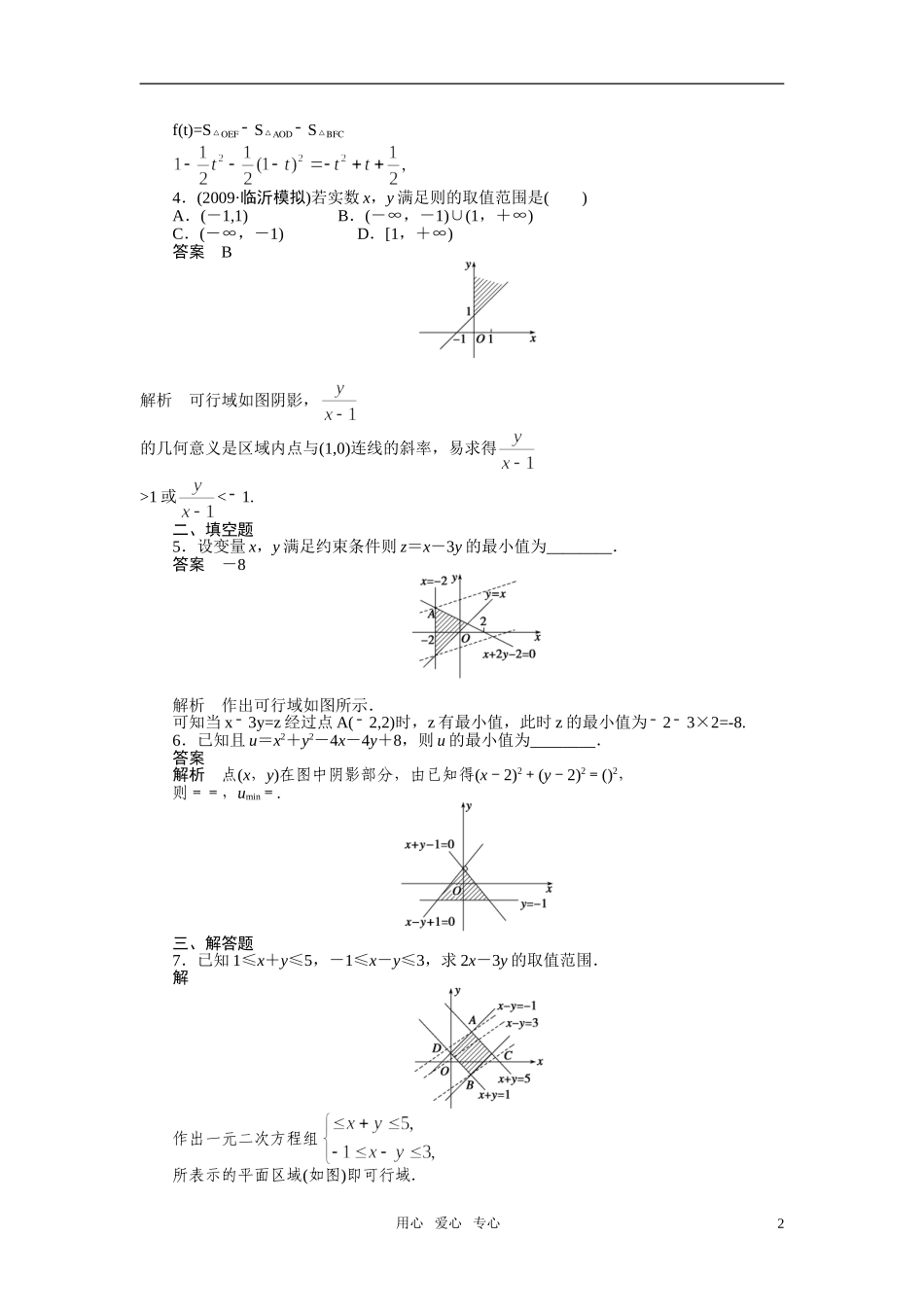 2010-2011学年高中数学 二元一次不等式(组)与简单的线性规划问题 简单的线性规划问题(一)同步精品学案 新人教B版必修5_第2页