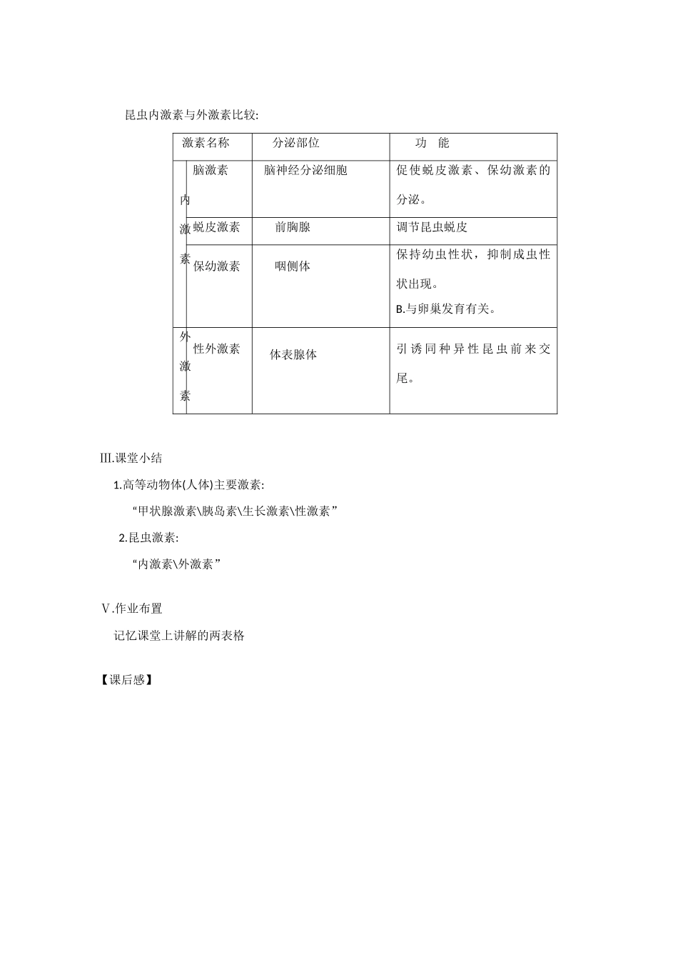 2010届大纲版高三生物一轮复习教案（29）：动物生命活动的调节_第3页