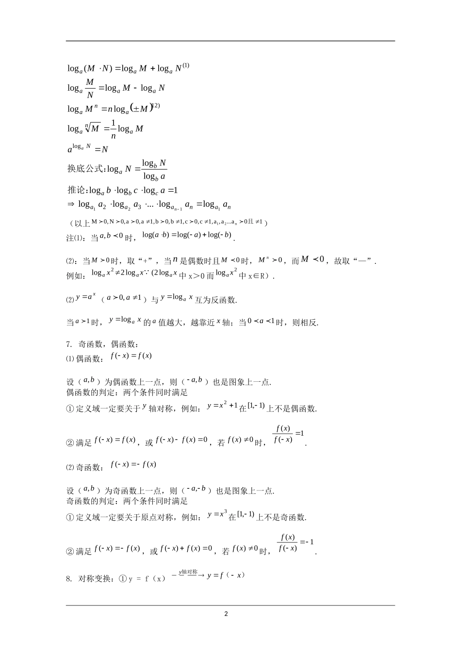 2009届高三数学基础知识要点复习——函数_第2页