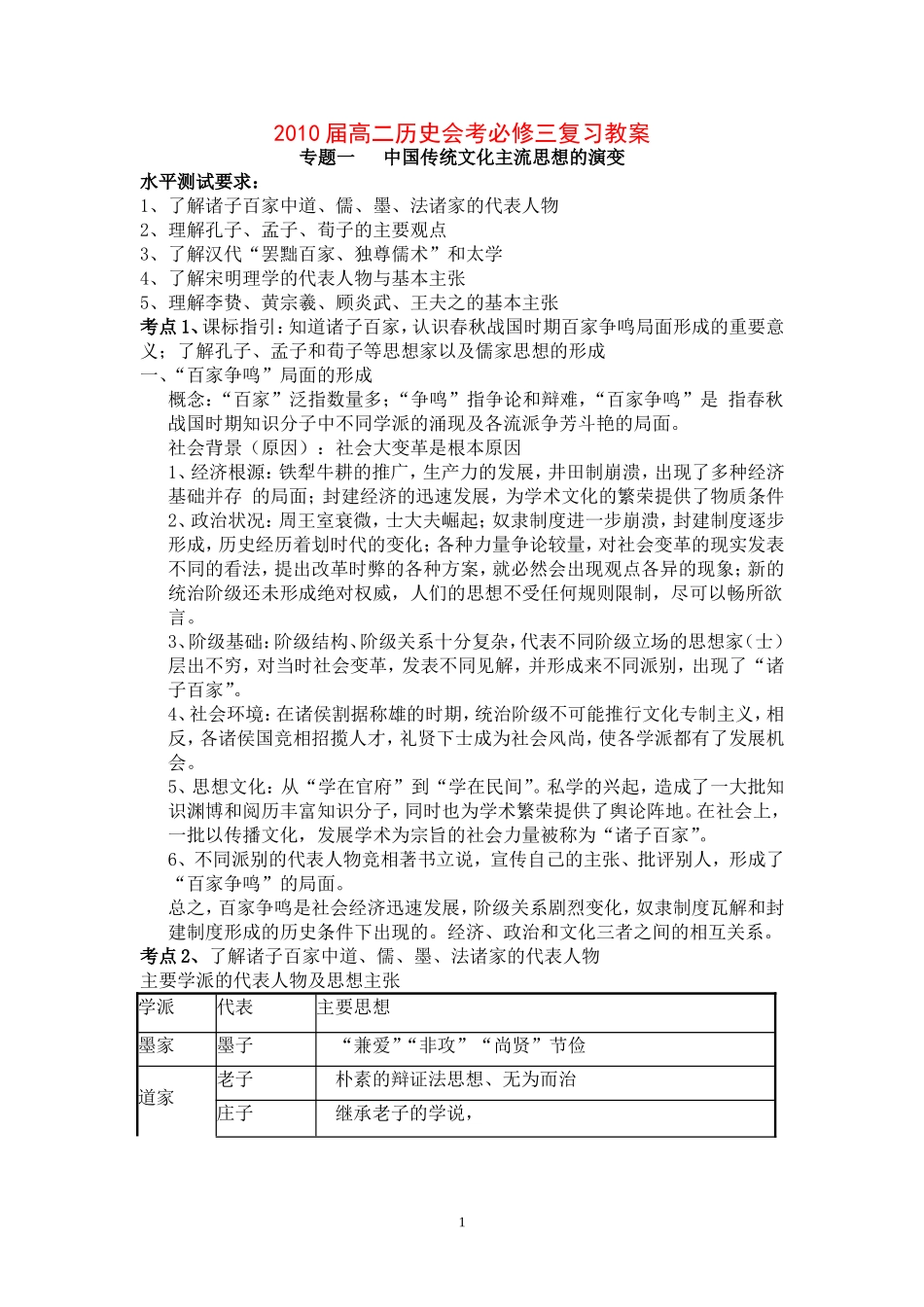 2010届高二历史会考必修三复习教案岳麓版必修3_第1页