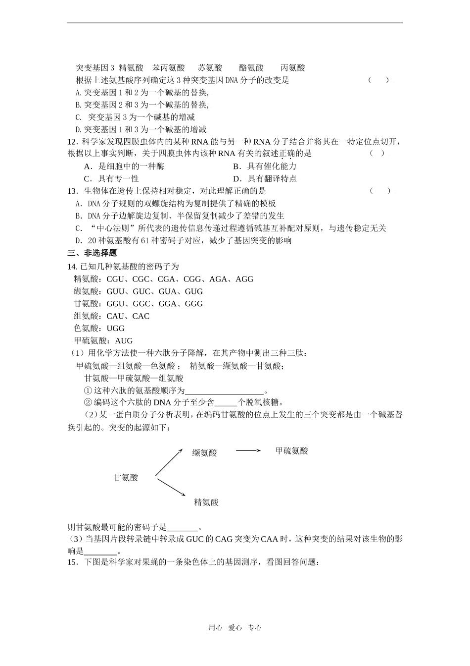 2010届高考生物一轮复习精选学案_ 基因的表达（一）_第3页