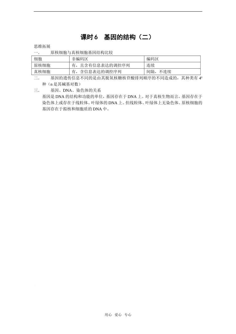 2010届高考生物一轮复习精选学案_基因的结构（二）_第1页