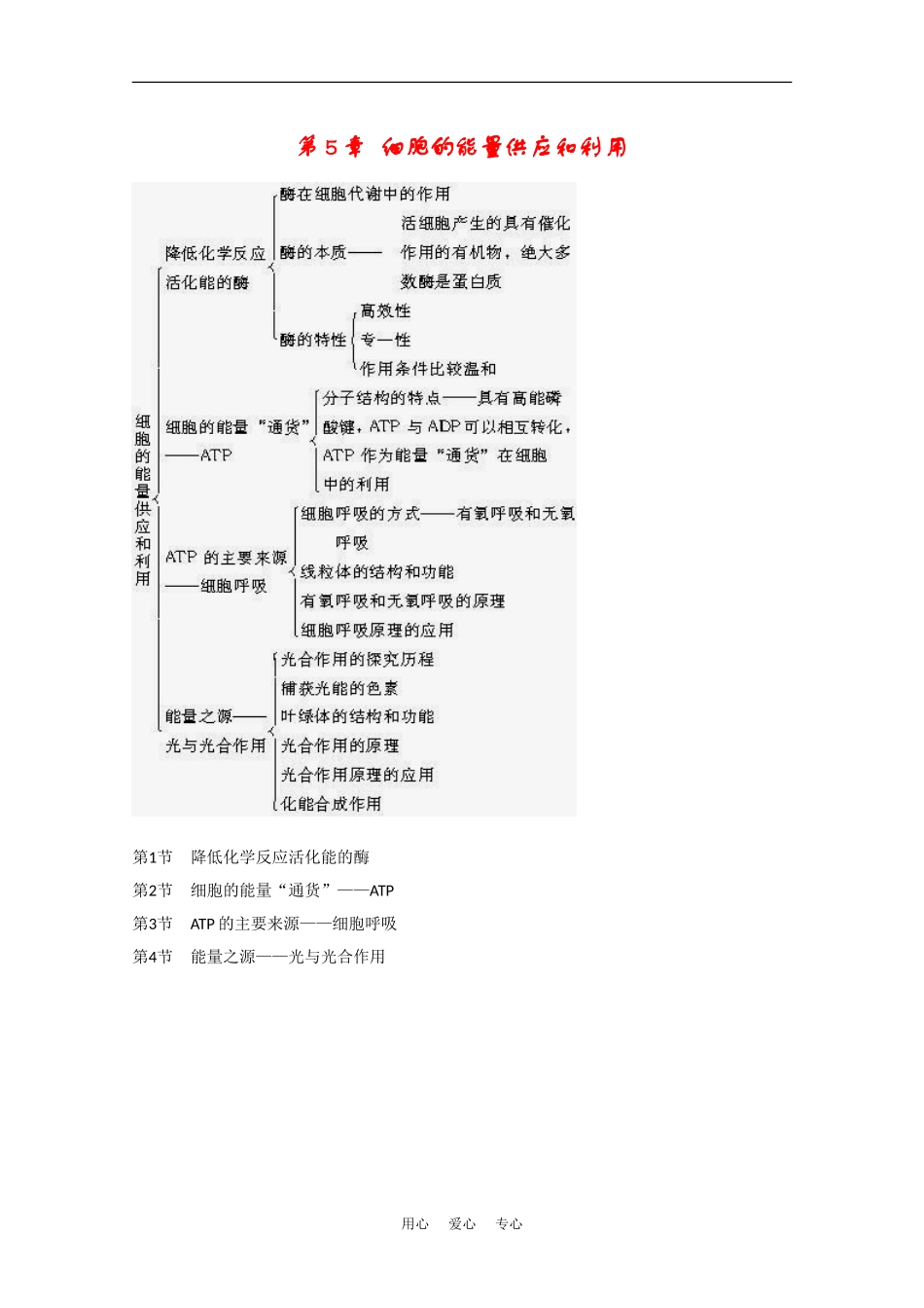 2010届高考生物知识系统表解：细胞的能量供应和利用素材_第1页