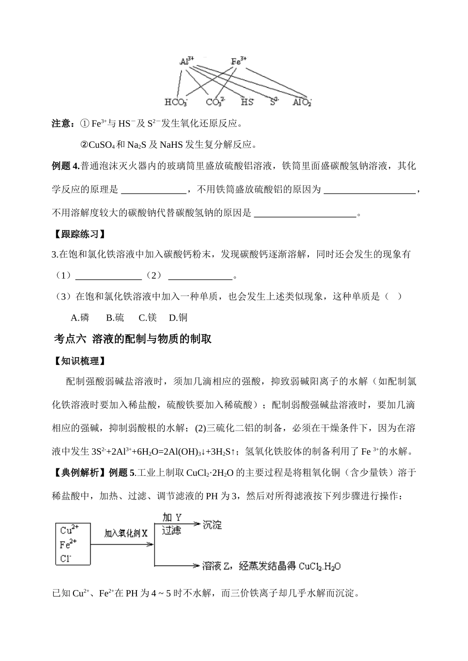 2009山东省潍坊地区高三化学科盐类水解教学案_第3页