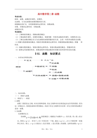 2010届高考数学总结精华版第二章-函数素材 新人教A版必修1
