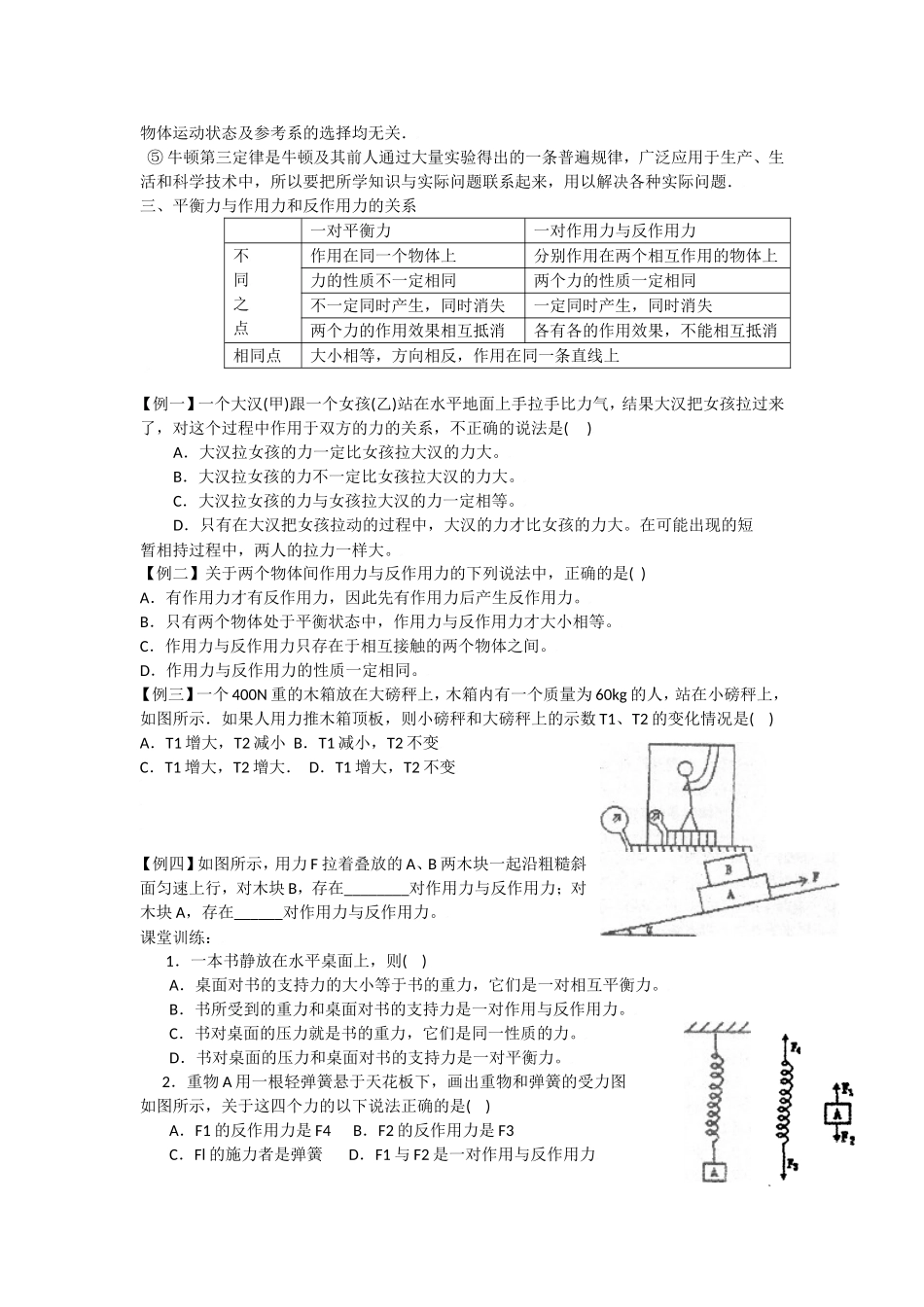 2010届高考物理同步复习资料学案4.5《牛顿第三定律》学案_第2页