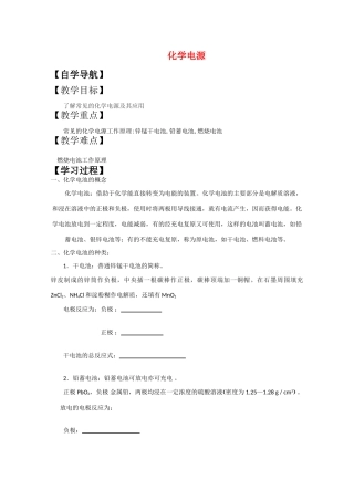 2010年高三化学高考一轮复习精品学案：化学电源