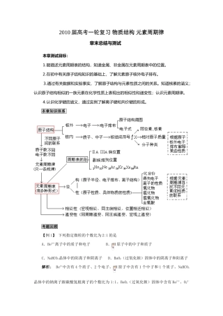 2010届高考一轮复习-必修2-物质结构章末总结