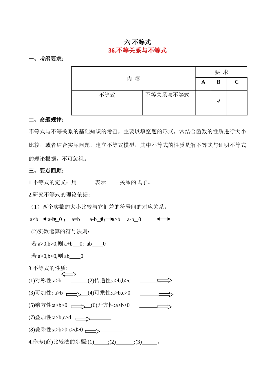 2010年高三数学第一轮理科复习六不等式学案苏教版_第1页