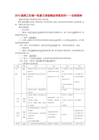 2010届高三生物一轮复习讲练精品学案系列――生物育种