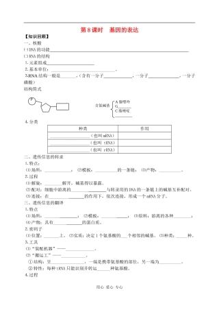 2010届高三十五一轮复习导学案：基因的表达